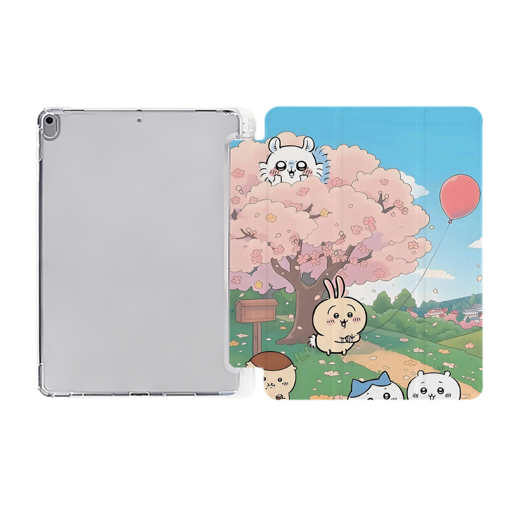 （画像用） ちいかわ Chii-kawa IPad ケース ペン収納付き 三つ折りスタンド PUレザー×シリコン 対応機種9.5/10.5/10.9インチ